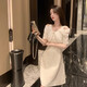ROMON (ROMON) small fragrant style design dress 2025 summer new style women's texture high-end temperament spring and autumn exquisite off-shoulder skirt picture color S -95Jin [Jin equals 0.5 kg] below