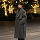 Shelley Jones woolen coat men's autumn and winter Korean lapel mid-length woolen coat high-end British style loose windbreaker dark gray M recommended 90-110Jin Jin equals 0.5 kg
