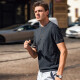 
Mr. Bu round neck short-sleeved wool T-shirt Spring and Autumn new letter logo for men's inner wear BT12188 Mineral gray 2XL (185)