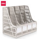Deli (DELi) Verdickte Datei Rack Korb Basket Vierspalten Frame Office Supplies Information Rack Archiv Dateispeicherbox Speicher Tablett Schüler Buchhandlung Einfacher Schreibtischständer grau
