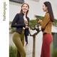 
Fan Sheng Yoga Running Fitness Clothes for Women Slim waist-length long-sleeved nude elastic sports jacket jacket cardigan FC12858 Moonlight Black XL