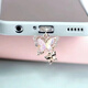 Ye Yu is suitable for three-dimensional double-layer butterfly exquisite diamond mobile phone dust-proof plug charging port plug to prevent dust Apple Huawei type-c double-layer colorful butterfly Apple 7-14 anti-lost rope