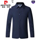 Pierre cardin lapel new jacket for men 2024 spring and autumn thin business casual men's middle-aged daddy's button jacket 1048 light gray XL