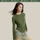 Beneunder Bottom-Hemd für Frauen, schlankes Fleece Langarmed T-Shirt für Frauen, Herbst- und Winter Neue Produkte, feste Farbe Elastizität Schlanker Fit PO15123