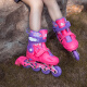 COUGAR Flash Roller Skates Children's Set Adjustable Skates Pink Purple M Size