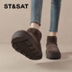 
ST/SAT Saturday winter new fashion snow boots for women plus velvet warm non-slip thick sole short boots trendy comfortable short boots brown 37