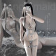 Sexy pajamas and sexy underwear women are extremely seductive and revealing their vaginas without taking off jk uniforms and stockings suits thongs perverted breasts open bridal couples stimulating sm role-playing large size [9913 gray] sexy hollow one-piece net clothes bunny girl stepmother skirt hip skirt
