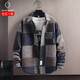 Cangshi Yishu Cangshi Yishu trendy brand 2025 spring and autumn lapel woolen jacket men's thickened high-end light luxury casual plaid jacket brown L