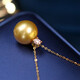 WEIYAN Princess 18K gold South Sea gold bead pendant, round bright seawater pearl pendant, single women's model, gift for wife, gold bead pendant + S925 silver O-shaped chain 12-13mm