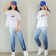 Youyou 1 Point Girls Summer Anzug Sommermädchen Sommer Dünne Ice Seide Casual Children Sports zweiteilige Mädchen 13 Jahre alt 5770 Lila + 9889 Weiß [Ice Seidenstil] 160 Größe (150-155 cm)