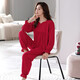 LangSha (LangSha) red pajamas for women in autumn pure cotton long sleeves year of zodiac red suit for women mother casual cool outdoor wear home clothes 681 crimson M[155-160cm/90-110Jin[Jin equals 0.5 kg]]