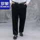 罗蒙（ROMON）秋冬灯芯绒男裤加肥加大码弹力条绒裤中年胖子休闲裤高腰直筒长裤 9901-3黑色 56 腰围3尺8