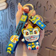 Yunxi National Trend Lion Tanz und glückliche Katze Schlüsselbund Anhänger Geschenk Cartoon Car Schlüsselbund Maskottchen Schüler Geschenkgeschenk 2 Packs-Löwen-Tanz und Lucky Cat [Red + Blue]