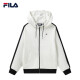 FILA Women's Official Sports Jacket Women's Long Sleeve Hooded Loose Fashionable Knitted Cardigan Jacket Women's Top Cloud Mushroom White-WT165/84A/M