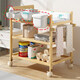 LNGA Landgre Baby Care Table, NOUVELLE-NÉ LIEU LIEU LIEU, BATUITE DE MASSAGE, Rack de tri multifonctionnel en bois massif, table de couches à double couche + coussin de soins de vache