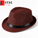 Lucaly Hat Strohhut mittleren Alters und älterer Mode Top Hat Stroh gewebtes Britisch-Retro-Jazz-Sonnenhut Gentleman Weiß One Size (55-59 cm)