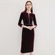 Aiteai retro high-end elegant beaded V-neck waist velvet dress dress autumn new style 7177815 Chateau Red 60 L 165