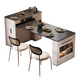 Micro-art sideboard island dining table integrated household retractable folding mobile small apartment multi-functional bar guide dining table island dining table + foldable chairs * 4 (without tea)