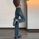 Jeans Jiguanmei pour femmes rétro-blancs rétro pour les femmes en vrac de pantalon à jambières droites de printemps et d'automne pour vous faire paraître mince 679 Jeans à lames larges bleues et gris adaptées à 80-95 Jin [Jin est égal à 0,5 kg]