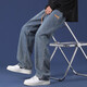 Cotton jeans men's spring and summer new loose straight wide-leg trousers men's 2024 trendy casual pants 838 medium blue + 838 light blue XL recommendation [140-160Jin[Jin equals 0.5 kg]]