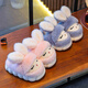 Candy astringent parent-child winter children's cotton slippers, cute rabbit warm plus velvet for boys and girls at home, non-slip soft bottom baby cotton slippers, cute rabbit slippers - pink, size 32-33, inner length 19.5cm