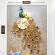 Clcey TV Wanddekoration Anhänger Wohnzimmer Hintergrund Wall European Style Peacock Walluhr Eingangsuhr kreative moderne dekorative Uhr 2694 (90*53*24) Rechteck