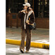 Demana Maillard Fleece Jacket Hooded Faux Shearling Warm Jacket for Women Brick Brown S
