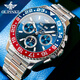 European Pinke Swiss Certified Brand Watch Men's Water Ghost Mechanical Watch Vollautomatisch leuchtend wasserdichte Herrenuhr Multifunktions Uhr OUPKE-3271-Stahlgürtel Blue Herren's Watch