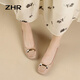 ZHR Single -Schuhe für Frauen im Sommer flacher Mundbootschuhe vielseitige dicke Ferse Loafer Schuhe für Frauen Square Zeh Retro dicke Absatz Freiländische Frauenschuhe Aprikosenfarbe 37