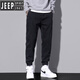 吉普（JEEP）2023年新款秋冬季加绒裤子男士加厚束脚工装潮流松紧腰休闲牛仔裤 9859灰色加绒 2XL 【150-165斤】