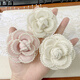 Lu Niang French retro dual-purpose niche imitation pearl camellia corsage fabric brooch coffee 7CM