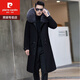 皮尔卡丹（pierre cardin）冬季派克服男獭兔毛内胆2023新款海宁长款皮草大衣可拆卸狐狸毛领 过膝款+黑色 L 羽绒袖子