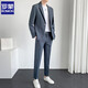 ROMON (ROMON) suit men's suit casual loose professional suit solid color jacket spring and summer groom wedding dress light mature style small suit [two pieces] apricot suit + trousers XL size