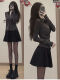 Zhidoudou Spring Fashion Suit Jk Pure and Light Style único y hermoso atmósfera Top de cintura alta falda corta de falda corta dos piezas J-7029 Top gris oscuro + falda plisada negra S _sugestionada 90Jin [Jin equivale a 0.5 kg] por debajo de