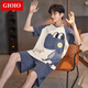 GIOIO男士睡衣夏季薄款棉质短袖短裤套装夏天青年休闲大码可外穿家居服 6621 2XL