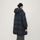 
LESS winter double-sided white duck down jacket for women's design warm mid-length drawstring jacket 2NAC12530 011/carbon black S