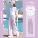 
Ikano I.KARNOW Girls Summer Suit Set Children 2025 Street Popular Internet Celebrity Fashionable Yamamoto Pants Big Children Summer New Short Sleeve Girl 9889 White + 15009 Purple [Set] 150