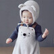 Auro Mesa baby clothes autumn and winter male and female baby sling jumpsuit lambswool warm sling shorts hat bear set picture color 90cm/18-24M