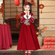 
Meow Camel Girls Ancient Costume Han Clothing Winter Year of Dragon New Year New Year New Year greetings winter Chinese style Tang Dynasty Girls Long Dress 9855 Red Fur Collar 170cm