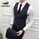 CARTELO crocodile suit men's business casual three-piece suit men's professional formal groom groomsman plaid suit suit male 1F224101886 black gray L