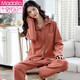 
Modal spring and autumn women's pajamas pure cotton long sleeve middle-aged and young two-piece set simple winter cotton home clothing set women's summer 12806# M