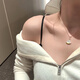 Fat Donglai's same style 18k gold mother-of-pearl pendant small skirt necklace women's fan-shaped white rose fan clavicle chain 202 long skirt white mother-of-pearl