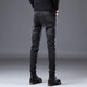 
Romon high-end jeans men's slim feet spring and autumn new Korean style stretch spring style men's casual long pants men's pants 1048 black regular size 32