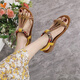 SIPUWANG Sandals Women's 2025 Summer New Wedge Ladies Ethnic Storm Bohemia Thailand Seaside Tourism Beach Shoes Apricot Color 37