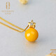 Ou Cheni 18k gold inlaid with five-pointed star diamond beeswax necklace bead pendant female chicken oil yellow amber clavicle chain ready to ship 925 silver chain