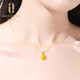 Ou Cheni 18k gold inlaid with five-pointed star diamond beeswax necklace bead pendant female chicken oil yellow amber clavicle chain ready to ship 925 silver chain