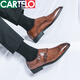 卡帝乐鳄鱼（CARTELO）皮鞋男士夏季搭扣复古商务正装休闲朋克夜发型师新郎结婚鞋男鞋子 -3883黑色 38