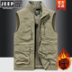 JEEP SPIRIT vest men's 2023 autumn middle-aged and young casual stand collar vest jacket photography horse clip black JEEP plus velvet 677 2XL suitable 150-165Jin [Jin equals 0.5 kg]