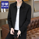 Romon jacket men's autumn and winter lapel zipper middle-aged solid color business casual jacket high-end plus velvet warm jacket 810 Khaki XL 130-145Jin Jin equals 0.5 kg