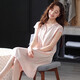 
Modal nightgown women's pajamas skirt summer thin short-sleeved modal cotton silk ice silk sexy home clothing large size MQ9249 warm powder-nightskirt XL